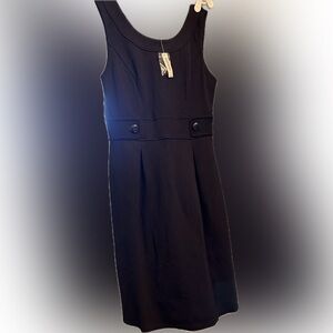 White House Black Market Black Dress Sleeveless, Pleated, Shift/Sheath Size 6